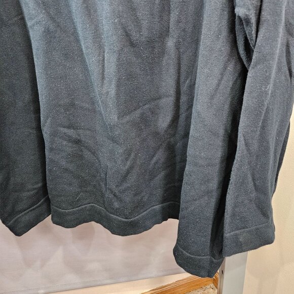 Women Sweater Top Shirt Plus 4X Black Ruffle Pull Over Thin V Neck Long Sleeve - Picture 4 of 8